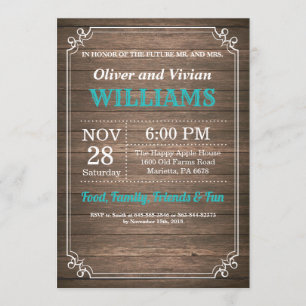 J'AI BBQ Invitation Rustique Turquoise Mariage Eng
