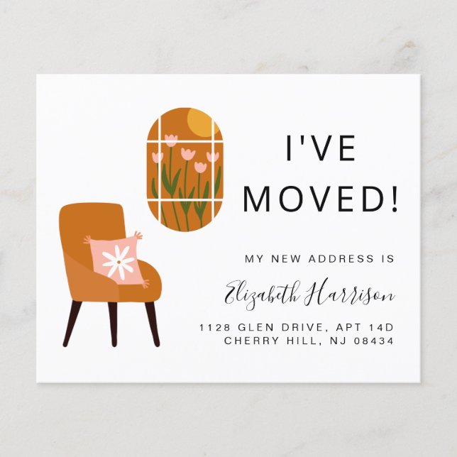 J'ai déménagé Boho Terracotta Moving Faire-part (Devant)