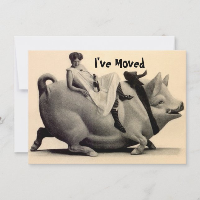 J'ai déménagé ferme ferme ranch Vintage faire-part (Devant)