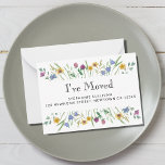 J'ai déménagé Floral Moving Faire-part Mini carte<br><div class="desc">Veuillez noter que cette carte est petite 3, 5" x 2, 5" et ne convient pas à l'envoi postal. Si vous voulez le poster s'il vous plaît changer la taille à 3.5 x 5 ou plus. Cette carte botanique I've Moved faire-part est décorée de délicates fleurs d'aquarelle et de feuillage...</div>