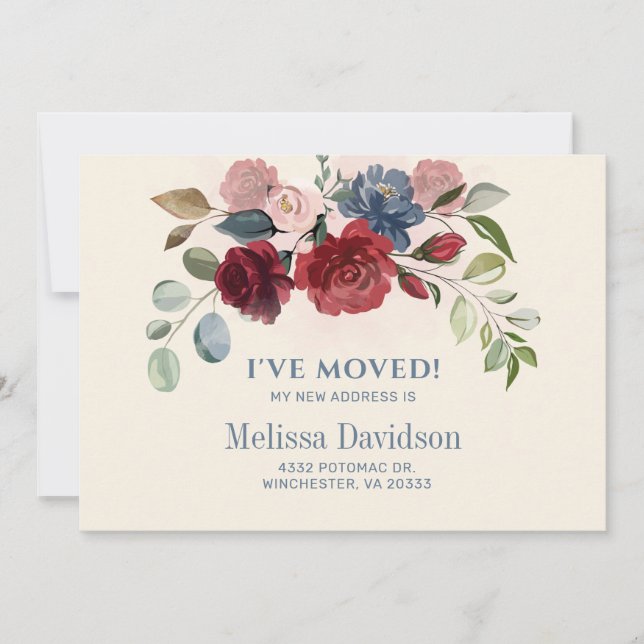 J'ai déménagé la Bourgogne Floral Moving Faire-par (Devant)