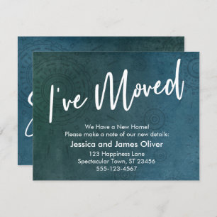 J'ai déménagé, texturé, carte graphique Turquoise