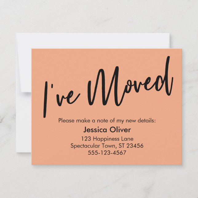 J'ai déplacé la carte Saumon d'écriture moderne (Devant)