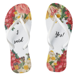 J'ai dit oui ! Feuilles à tongs au design floral p