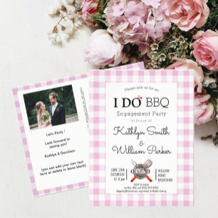 J'AI Fiançailles Photo Pink Plaid BBQ Invitation