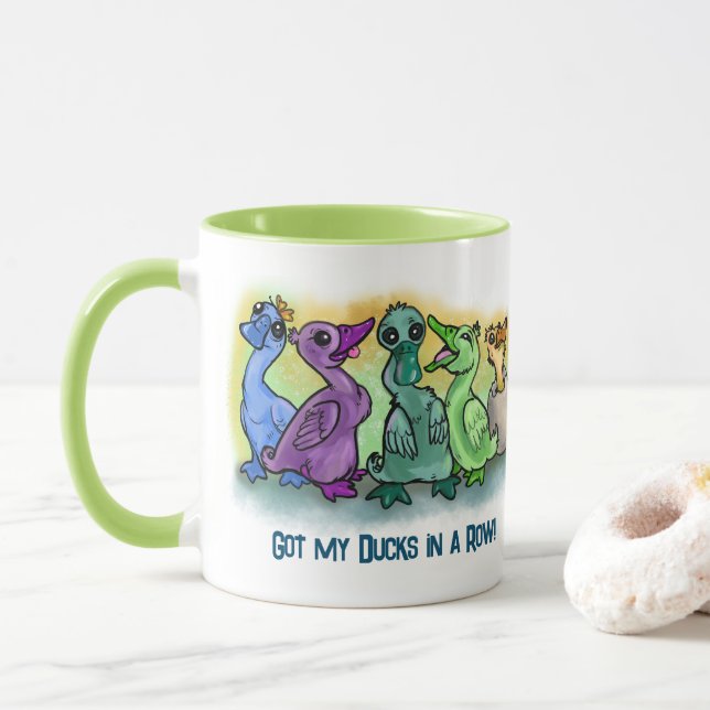 J'ai mes canards dans une Rangée ! ~mug Mug (Avec donut)