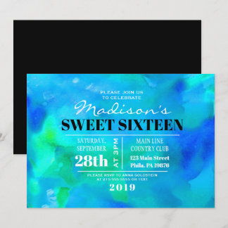 J'AI PURPLE WATERCOLOR Sweet sixteen Invitation