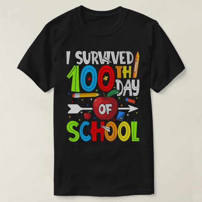 J'Ai Survécu Au 100E Jour De L'École T-shirt Joyeu (Design devant)