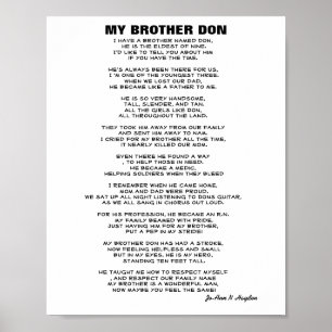 J'AI UN FRÈRE NOMMÉ DON Poem Poster