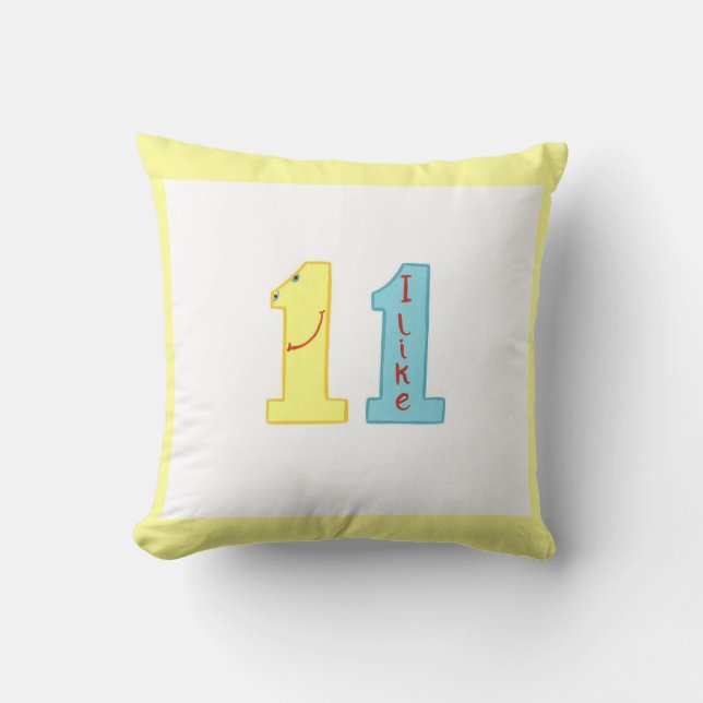 J'aime 11 Anniversaire Nombre Coussins (Recto)