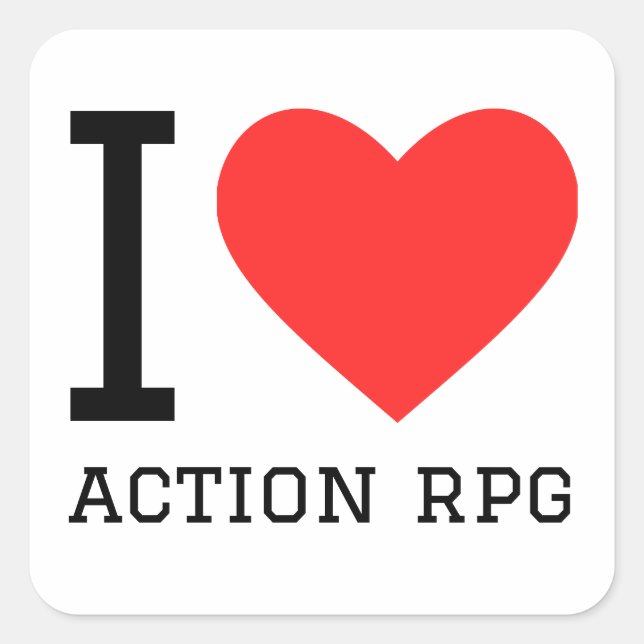 J'aime action rpg autocollant carré (Devant)