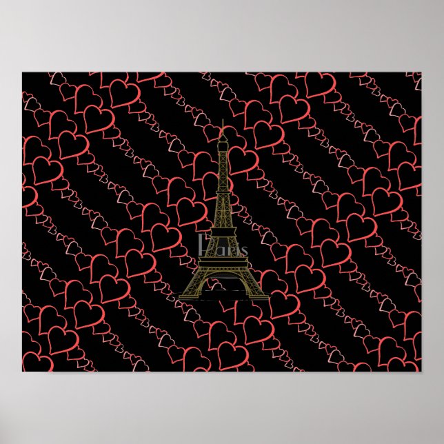 J'aime Affiche de la Tour Eiffel de Paris (Devant)