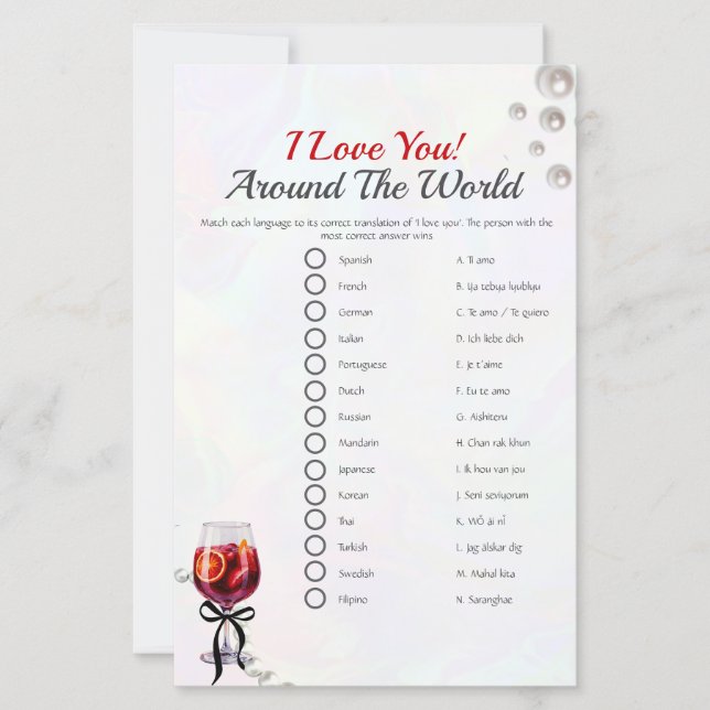 J'aime autour du monde jeu de douche nuptiale (Devant)