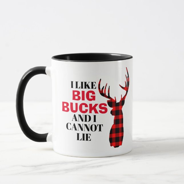 J'aime BIG BUCKS Drôle Chasse Mug (Gauche)