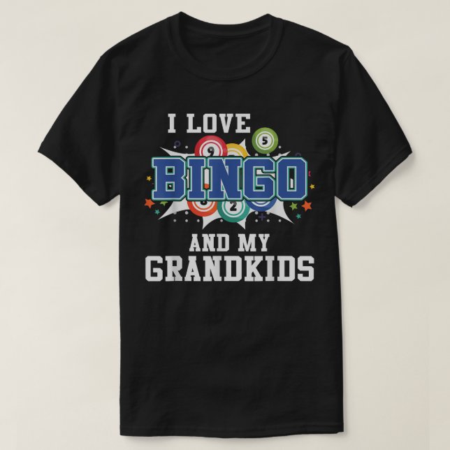 J'Aime Bingo Et Mes Petits-Enfants Drôle T-Shirt B (Design devant)