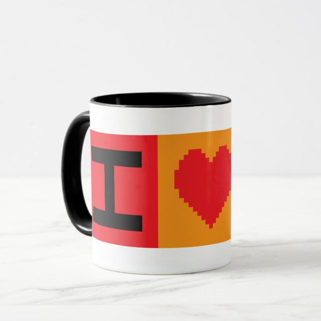 J'aime Bitcoin BTC Bloc 8-Bit | Mug (Devant gauche)