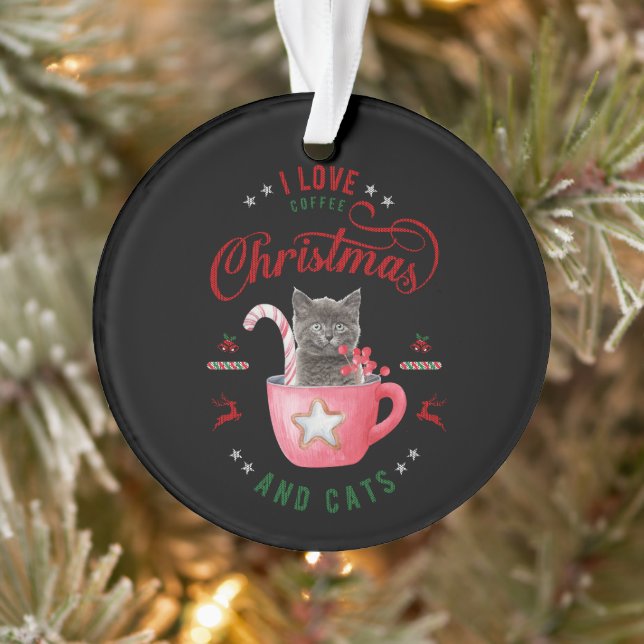J'aime Café Noël et Chats Joyeux Salutations (Arbre)