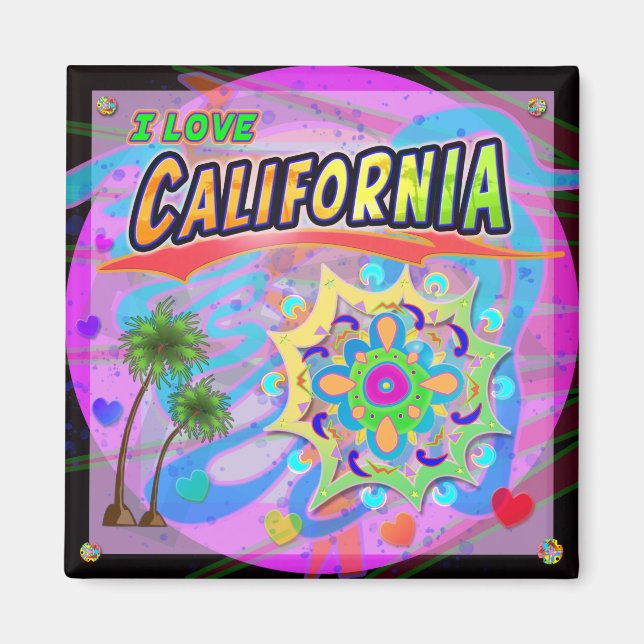 J'AIME Californie VRAI Magnet de progrès (Devant)