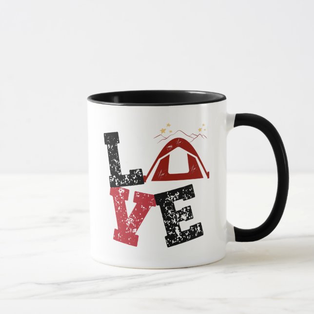 j'aime camping campeur camp café tasse (Droite)