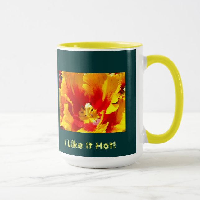 J'aime chaud ! Mugs à café cadeaux Tulipes rouges  (Droite)