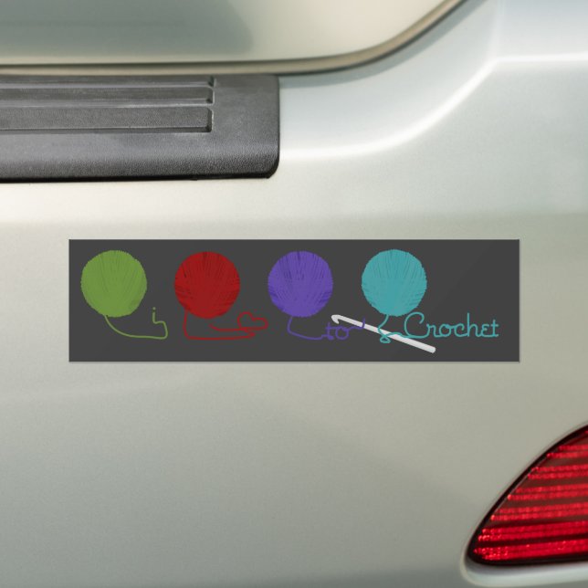 J'Aime Crochet Sticker Bumper (En voiture)