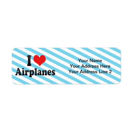 J'aime des avions étiquette d’adresse retour
