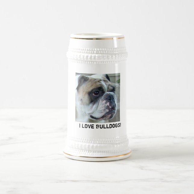 J'aime des bouledogues ! Tasse de Stein de bière (Centre)