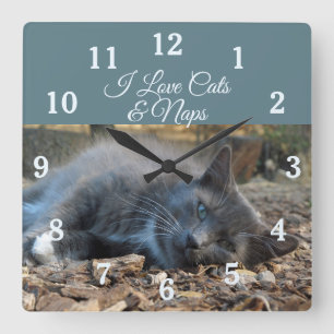 J'aime des chats et fais une sieste horloge murale
