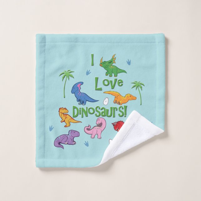 J'aime des dinosaures (mignons) (Gant de toilette)