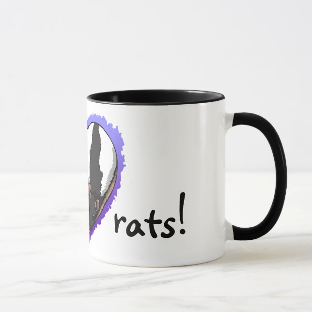 J'aime des rats ! Tasse : Rats à capuchon (Droite)