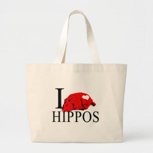 J'aime des sacs fourre-tout à hippopotames