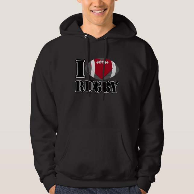 J'aime des sweat - shirts à capuche de rugby (Devant)