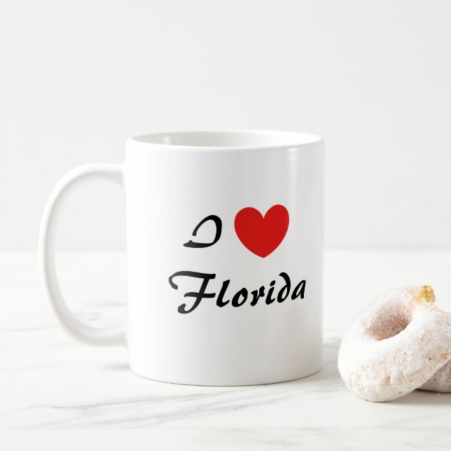 J'Aime Floride Typographie du Coeur Café Mug (Avec donut)