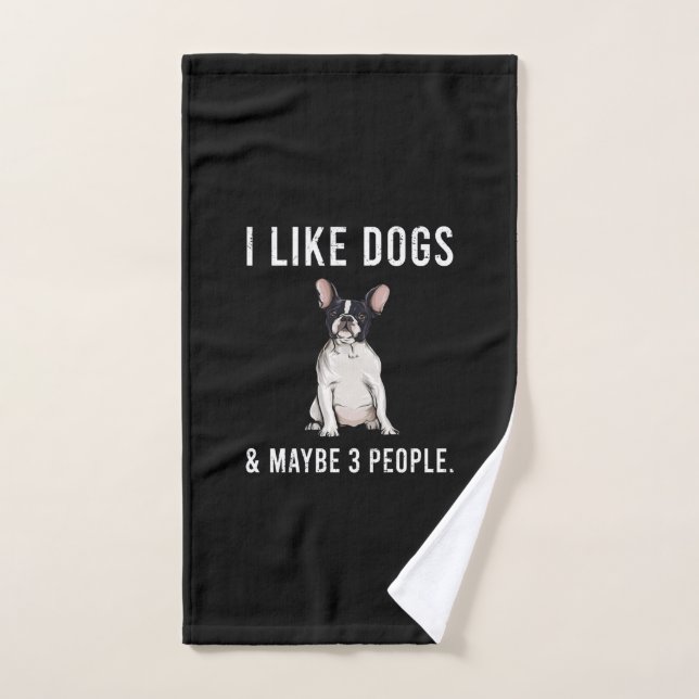 j'aime French bulldog et peut-être 3 personnes cad (Serviette à main)