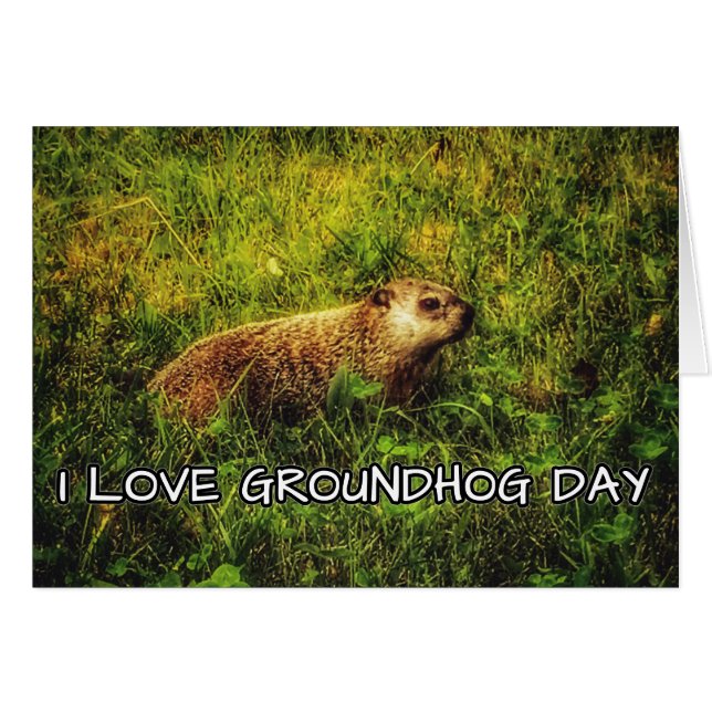 J'aime Groundhog Day de la carte de voeux (Devant horizontal)