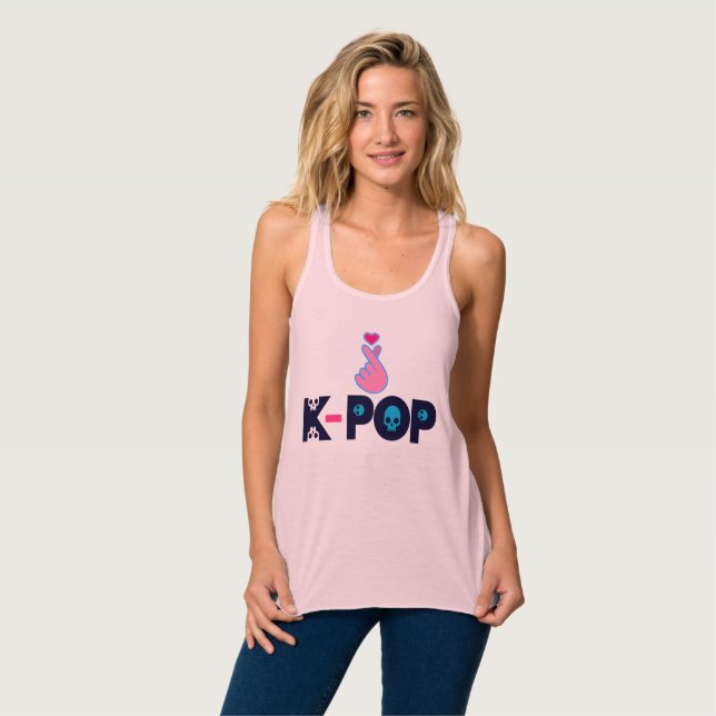 ♪ ♥ J'aime KPop Fabulous Flowy Racerback Débardeur (Devant entier)