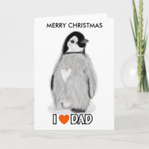 J'AIME la carte d'art de Noël de PINGOUIN de PAPA