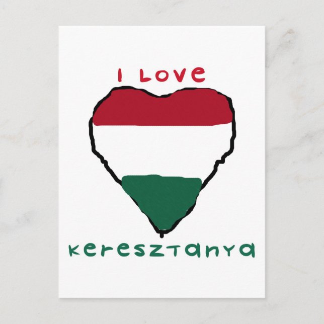 J'aime la carte postale de Keresztanya (Devant)