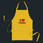J'aime la fondue | Funny coutume dans les tabliers<br><div class="desc">J'aime la fondue | Coutume amusante dans les tabliers pour hommes et femmes. Design modèle personnalisé. Tabliers de cuisine tendance en Jaune, Beige et Blanc. Idée cadeau d'anniversaire mignonne ou de vacances pour cuisinier cuisinier, maman, papa, femme, mari, petit ami, copine, ami etc. Accessoire de cuisine amusant pour la fête...</div>
