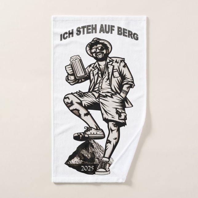 J'aime la montagne et je bois ma bière (Serviette à main)