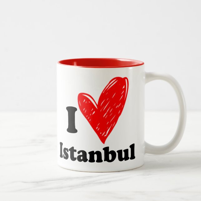 J'aime la Mug à café à deux tons d'Istanbul (Droit)