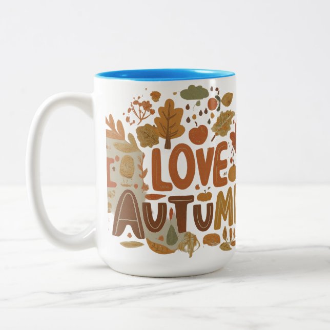 J'Aime La Mug À Deux Tons D'Automne (Gauche)