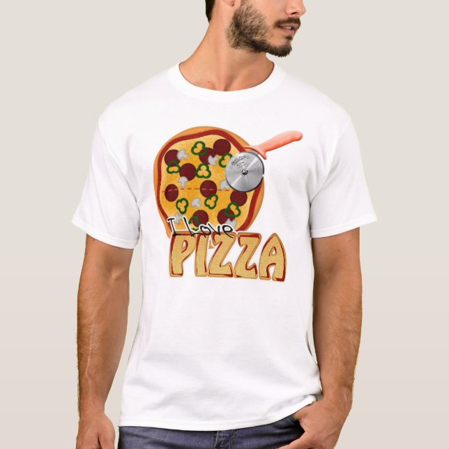 J'aime la pizza - T-shirt détruit (Devant)