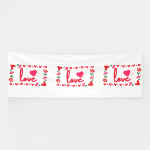 J'aime la Saint-Valentin Bannière vinyle 4x12