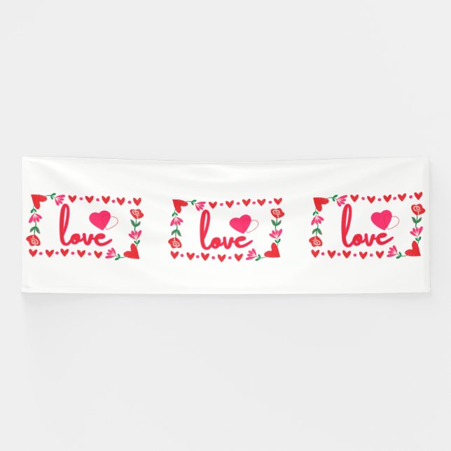 J'aime la Saint-Valentin Bannière vinyle 4x12 (Horizontal)