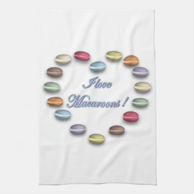 J'aime la serviette de macarons (Vertical)