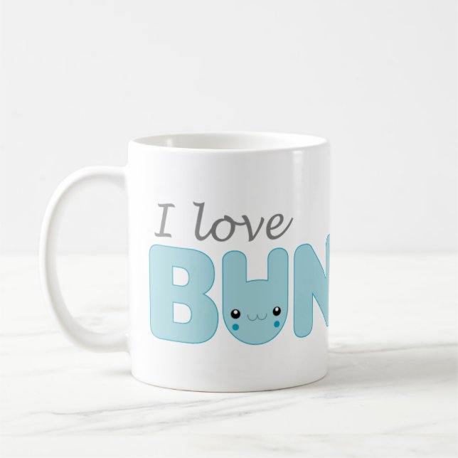J'aime la tasse (bleue) de lapins (Gauche)