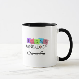 J'aime la tasse d'arbre généalogique de généalogie