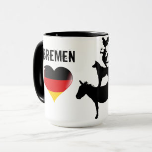 J'aime la tasse de Brême avec les quatre musicien