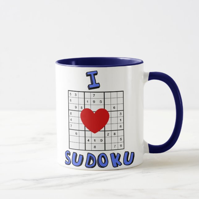 J'aime la tasse de café de puzzle de Sudoku de (Droite)